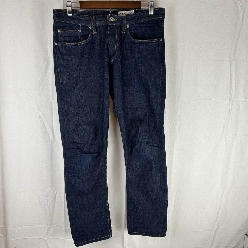 Gustin Jeans Mens 33x29 Blue Selvedge Skinny Fit California Denim Button Fly USA
